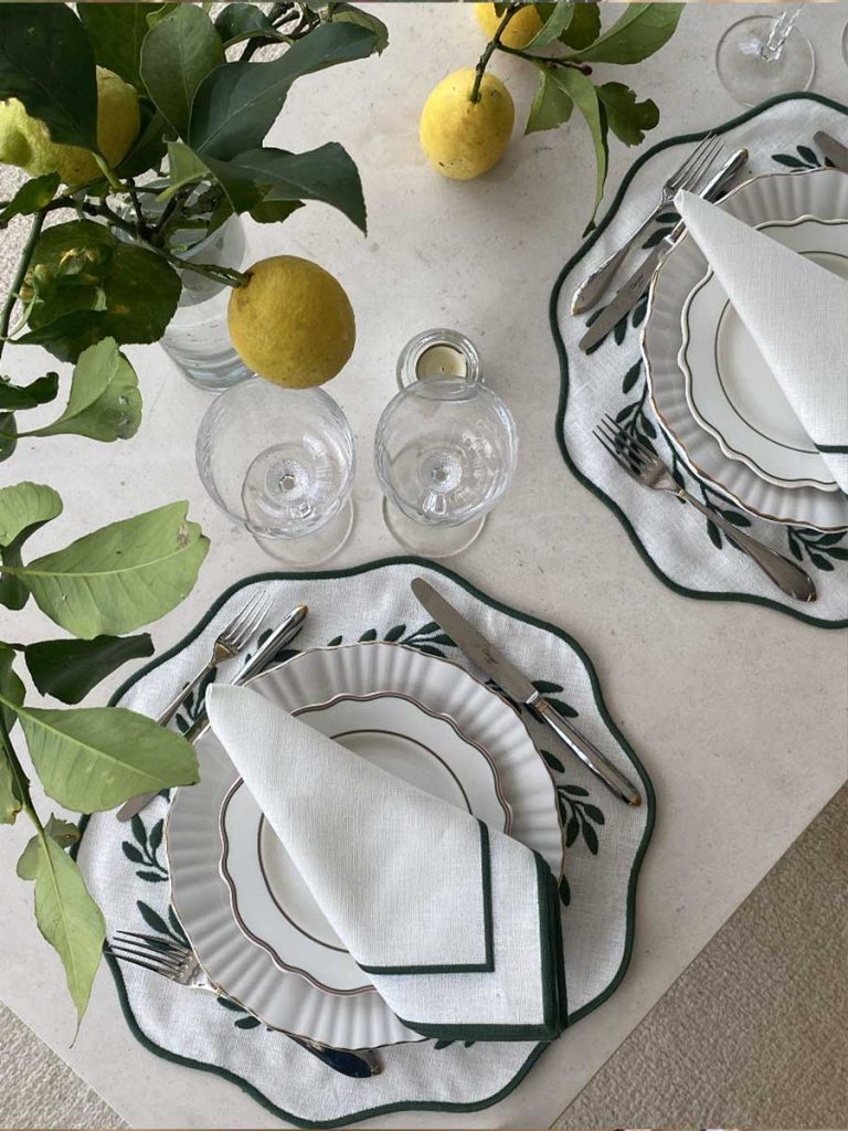 Conjunto Olive Green (6 guardanapos + 6 Individuais)