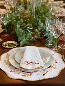 Guardanapo Gold and Bordeaux Christmas Foliage